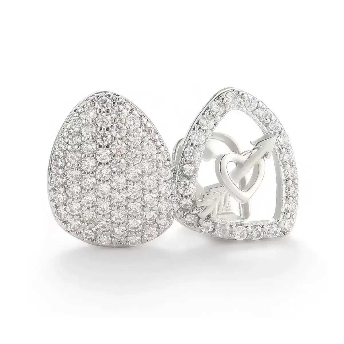 Hiphop Iced Out 5a Zircon Arrow Teeth Grillz Gold Plated Rock Cubic Zirconia Teeth Grills CapXJ250412