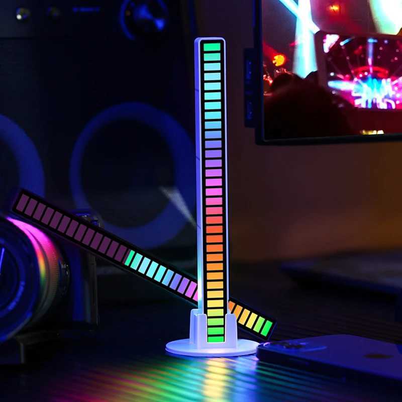 LED RGB USB pickup light bar sound control music rhythm strip lamp color ambient for car atmosphere computer gaming rechargeable W251112