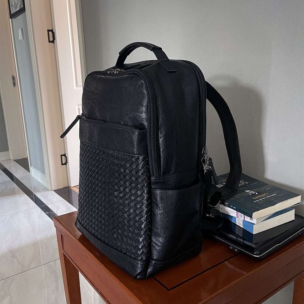 Backpack men's casual computer backpack woven fashionable large capacity travel bag