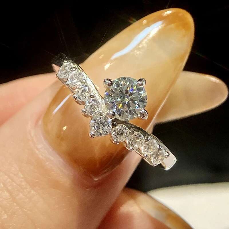 GRA Luxury Gemstone Princess Crown Rings for Women Moissanite Solitaire Ring Wedding Diamond 925 Sterling Silver Fine Jewelry