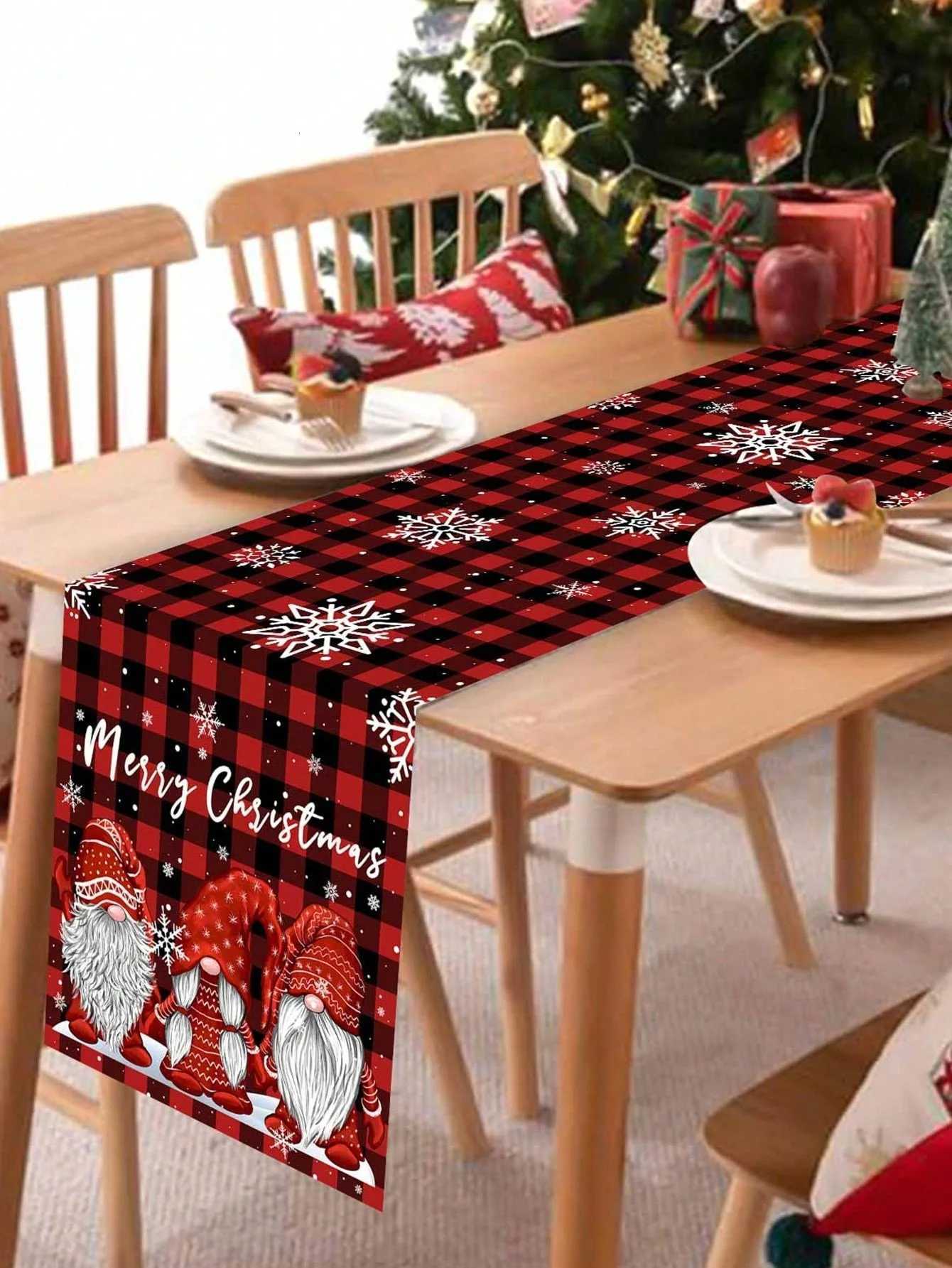 Christmas Christmas Retro Dwarf Snowflake Table Decoration Table Flag Holiday Restaurant Decoration Warm Farmhouse Table Decoration Christ Y251113