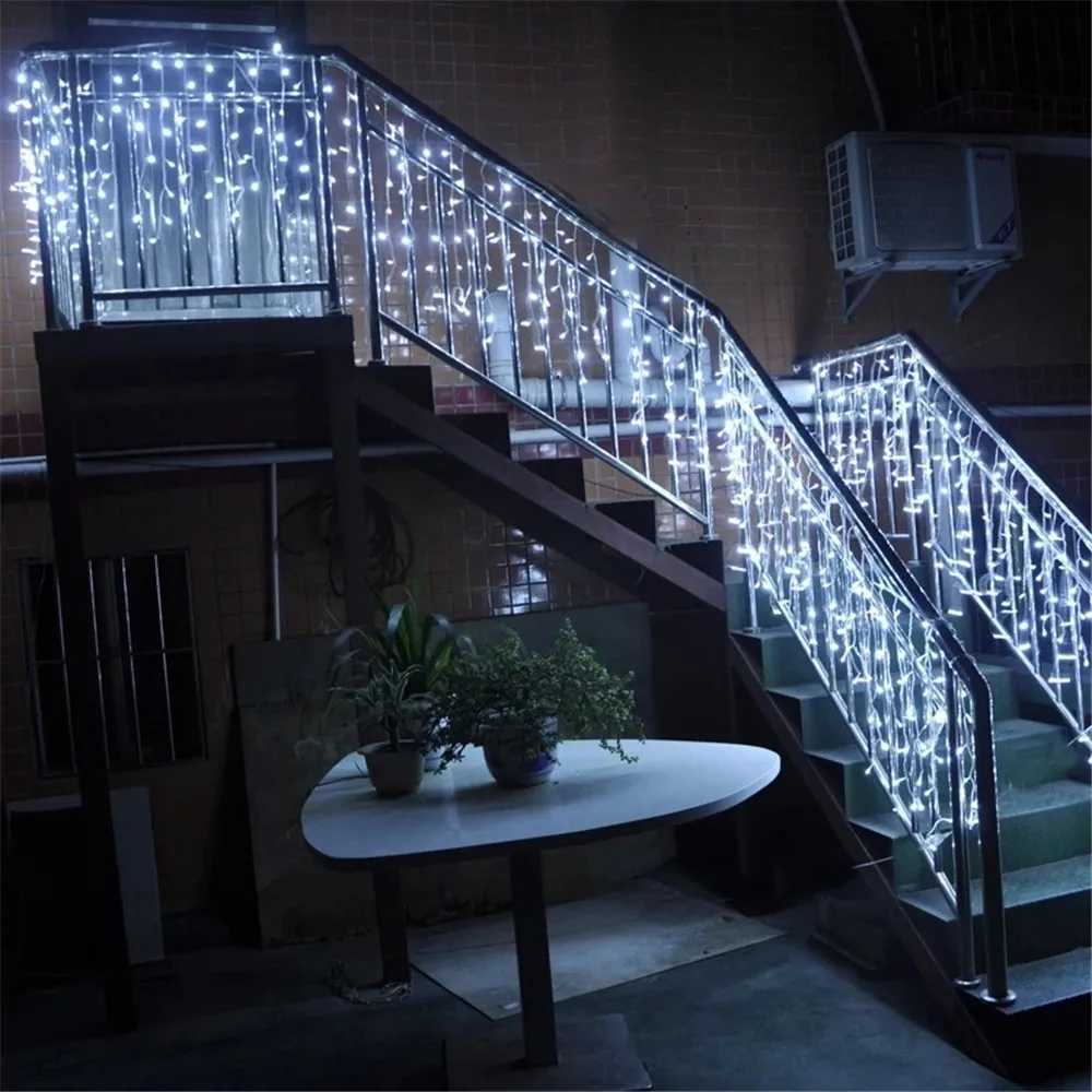 Christmas Lights Waterfall Outdoor Decoration 5M Droop 04-06m Led Lights Curtain String Lights Party Ggarden Eaves Decoration M251113