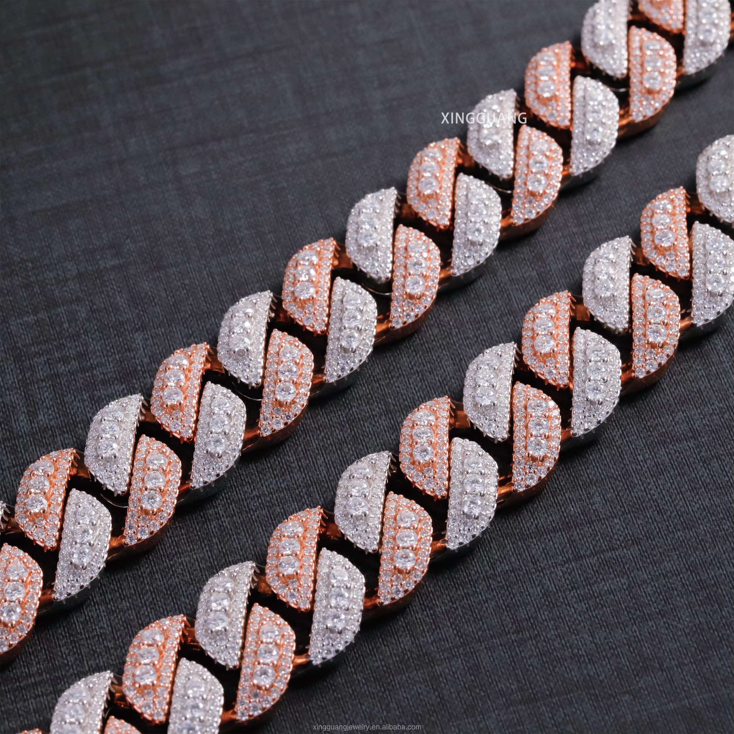 Factory Price Hip Hop 16mm Cuban Link Chain Iced Out Vvs Moissanite Jewelry S925 Silver Cuban Link Chain Necklace