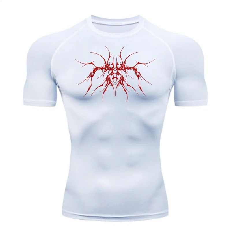 2025 mens compression fast drying fitness printed sports Tshirt running tight indoor comfortable 250407