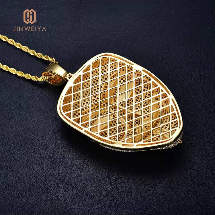 JWY Custom 18K Gold Plated Brass CZ Vendetta Smile Face Hip Hop Rap Man Pendant Necklace with Zircon Main Stone