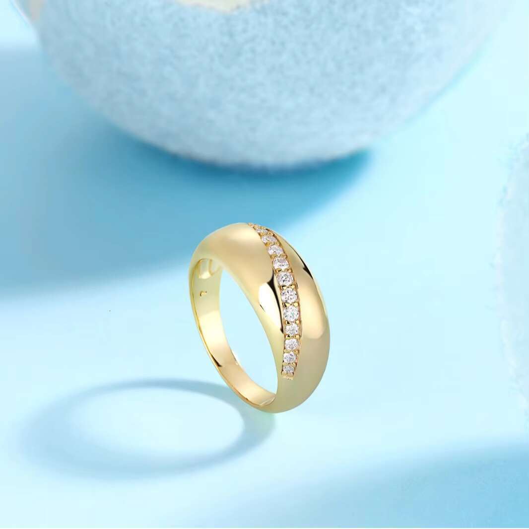 De Gold Plated Single Row Moissanite Ring Gold Plating Moissanite 925 Silver Women Rings 925 Silver Women Rings Gold Plated