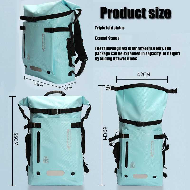 30L Waterproof backpack travel backpack storage bag sports outdoor bag beach swimming waterproof bag dry wet separationZ250412