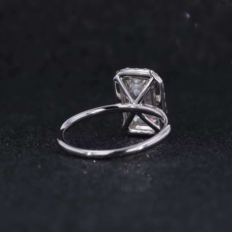 Starsgem Custom Jewelry 14k White Gold 10*6.5mm Emerald Cut Moissanite Ring