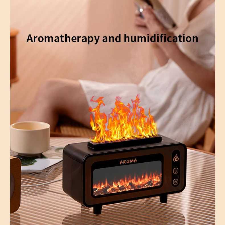 Fireplace Diffuser 7 Colors LED Ultrasonic Aroma Essential Oil 3D Simulated RGB Fire Flame Air Humidifier for Home Office Use Y251113
