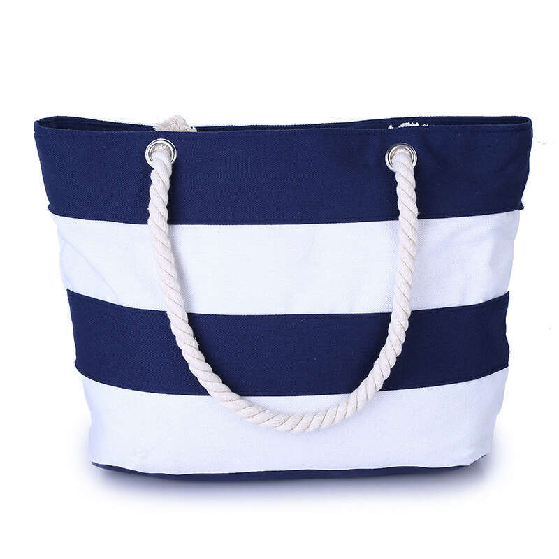 Coarse hemp rope striped patchwork for women's leisure, tourism, shopping, practical large capacity portable canvas bag