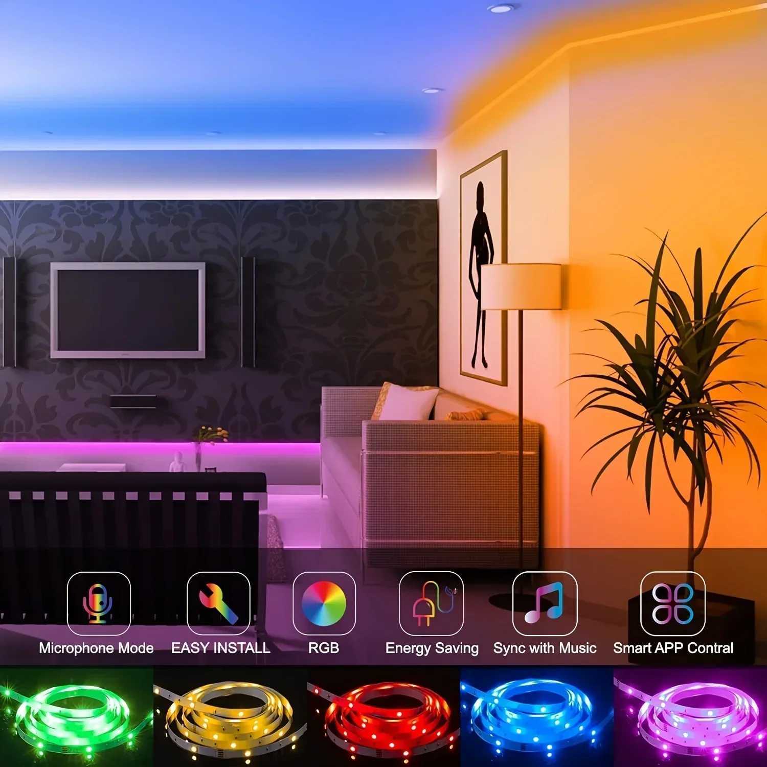 USB LED Strip Light Smart Bluetooth APP Control RGB Flexible LED Strip Color Change For TV background Party Home Decor Lighting W251112