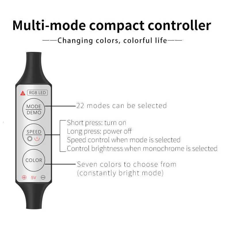 22 Modes 20 Colors 1-5M Car USB RGB LED Light Strip Interior Ambient Light Hand Control Invisible Fiber Optic Atmosphere Lamp W251112