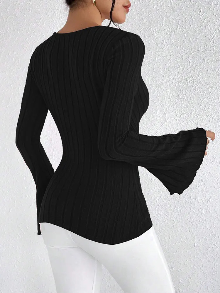 COOL STORE Spring Tshirt Womens Top Fashion Long Sleeve Black Sexy Vneck Low cut Elegant Edition 250407