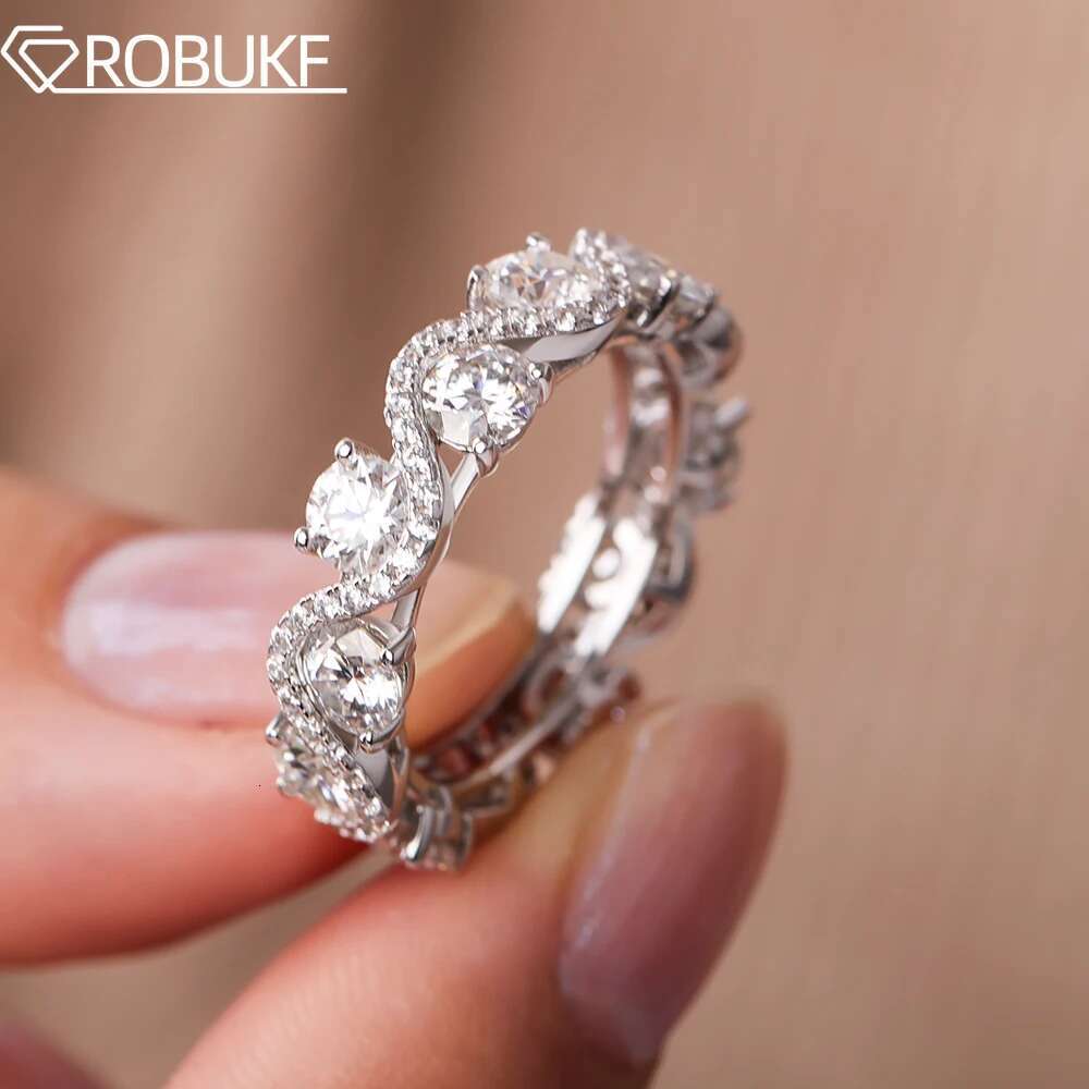 4mm Moissanite Stackable Engagement Ring for Women 925 Sterling Silver Plated 18K White Gold Wedding Band Fine Jewelry with GRA