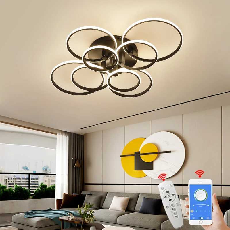 8/6/4 Rings Modern led Ceiling Lights for living Room bedroom study room Ceiling light lustre black/white Ceiling Lamp Fixture W251112