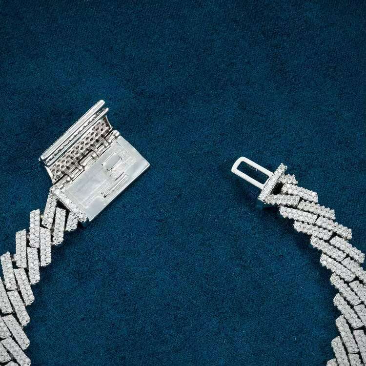 Classic 10MM 925 Silver Hip Hop Miami Moissanite Diamond Cuban Link Bracelet