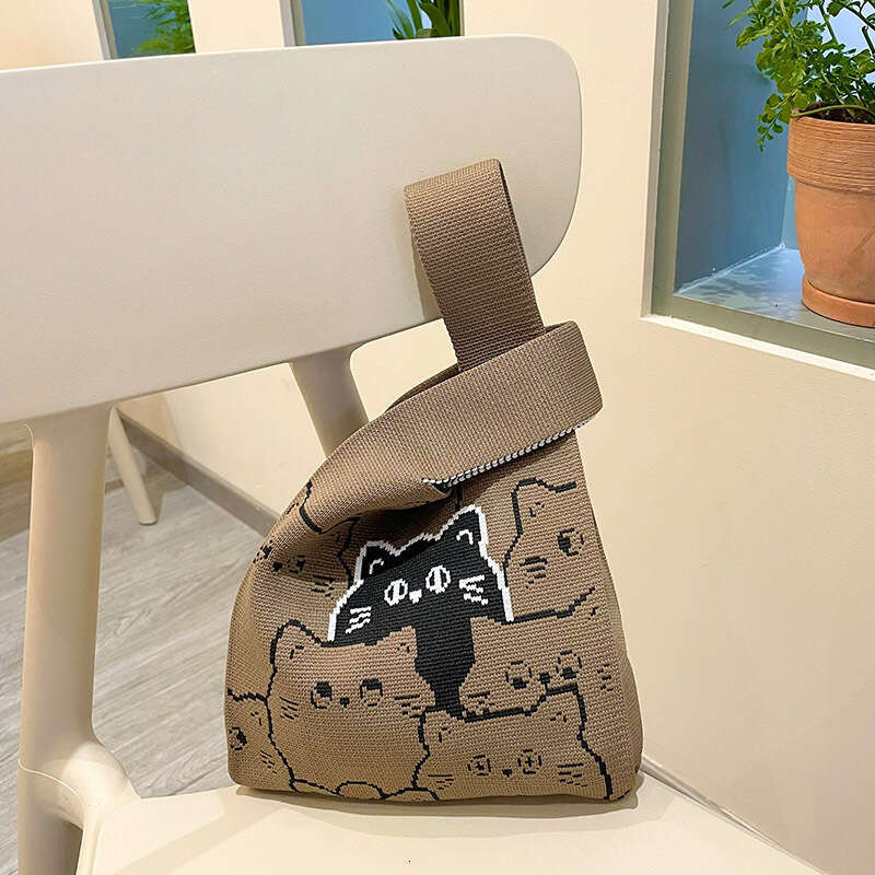 New Instagram Popular Handbag Women's Knitted Woolen Water Bucket Handheld Casual Tote Box Rice Bag Versatile