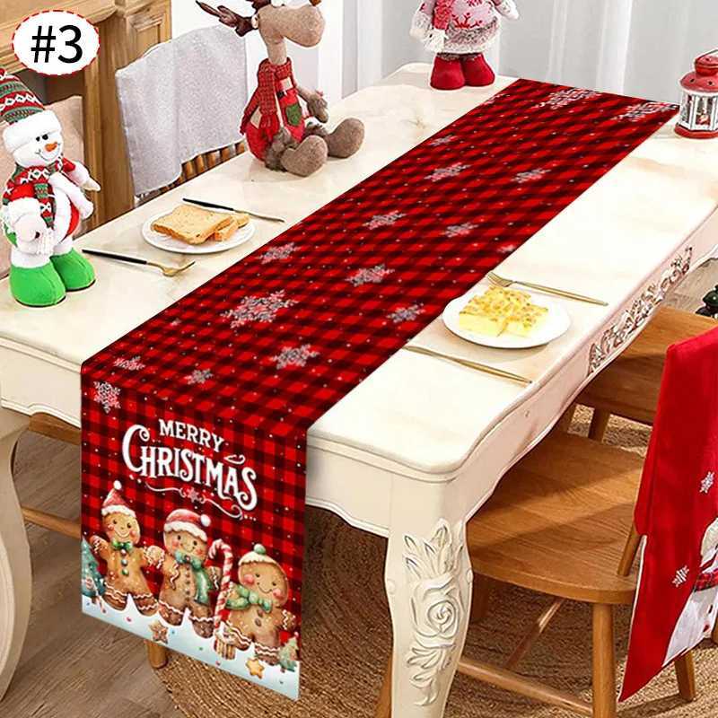 Christmas Christmas Table Runner Christmas Decorations Cute Cartoon Santa Claus Gingerbread Man Table Cover New Years Decor Tablecloth Y251113