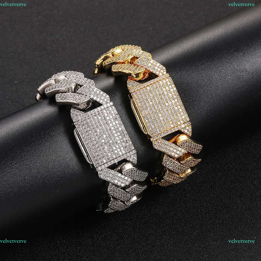 necklace moissanite fashion bracelet designer jewelry chain cuban k Certificated Vvs Moissanite 20mm Pure Sterg Sie Chains Iced Out chains for men