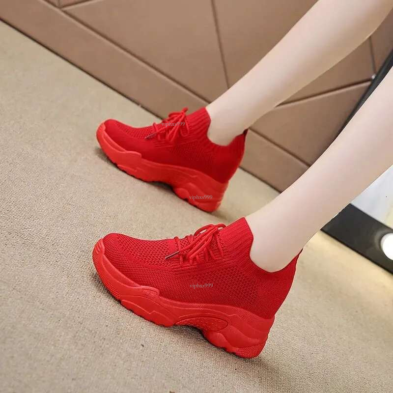 New Free Shipping Designer Shoes Inner Heightened Little White For Women 2025 Spring Flyknit Mesh Casual Sports Breathable Thick Sole Dad Shoes Summer