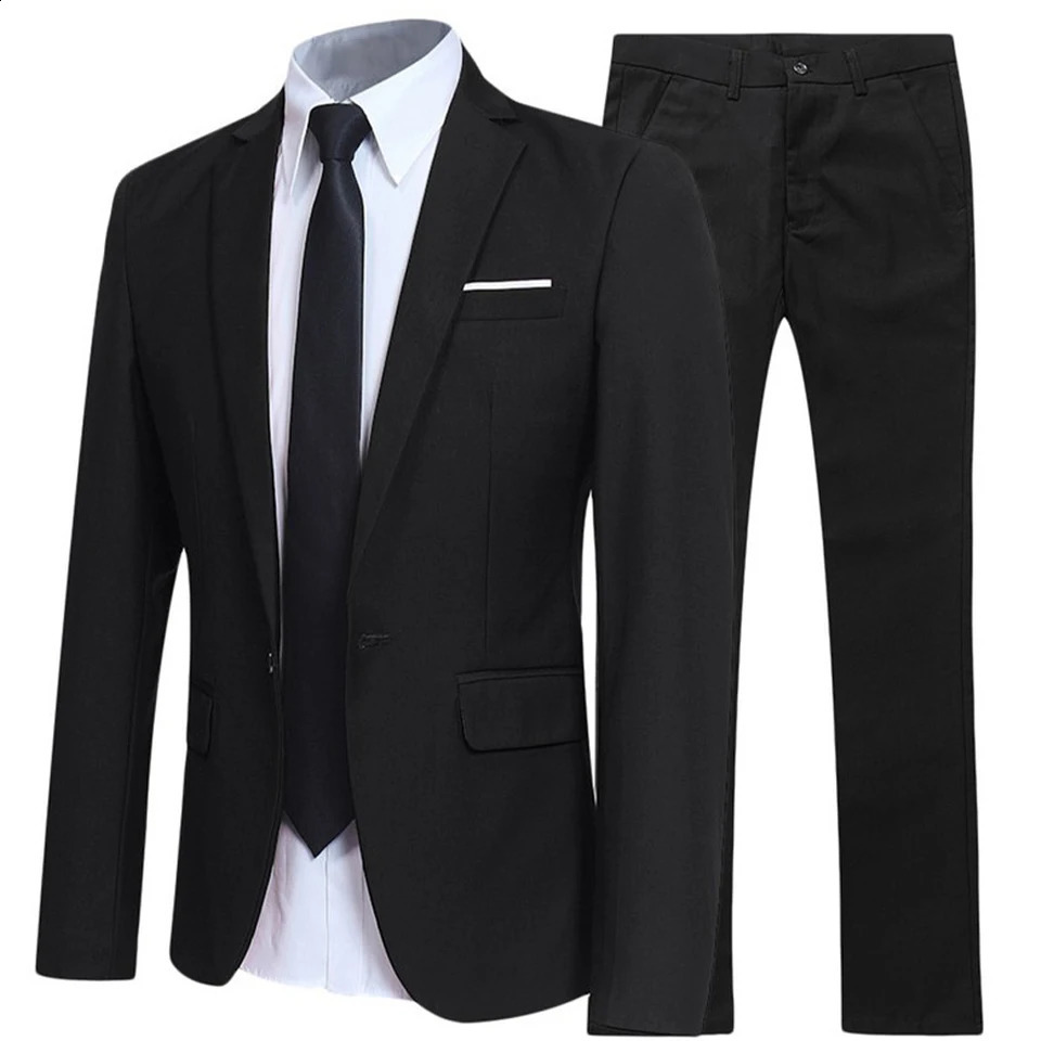 2PCSSET Men Suit Blazer Slim Fit Tuxedo Jacket Coat And Pants Set Formal Party Business Suit Outwear 250409