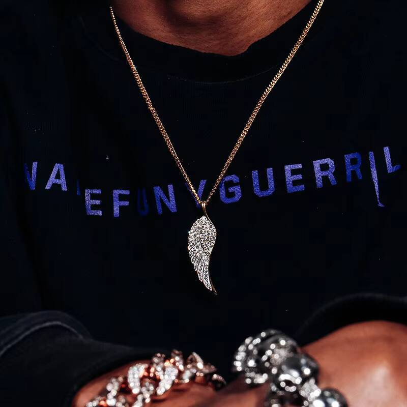 Twinkle Jewelrys Custom Hip Hop 925 Silver Yellow Gold Plated Moissanite Diamond Pendant Exquisite Leaf Shape Design Women Men