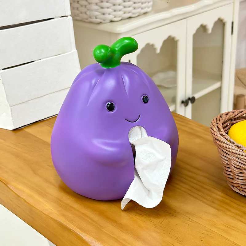Cute Eggplant Tissue Box Creative Cartoon Paper Box He Living Ro Desktop Decoration Ornament Pvc Napkin Paper Box Y251112