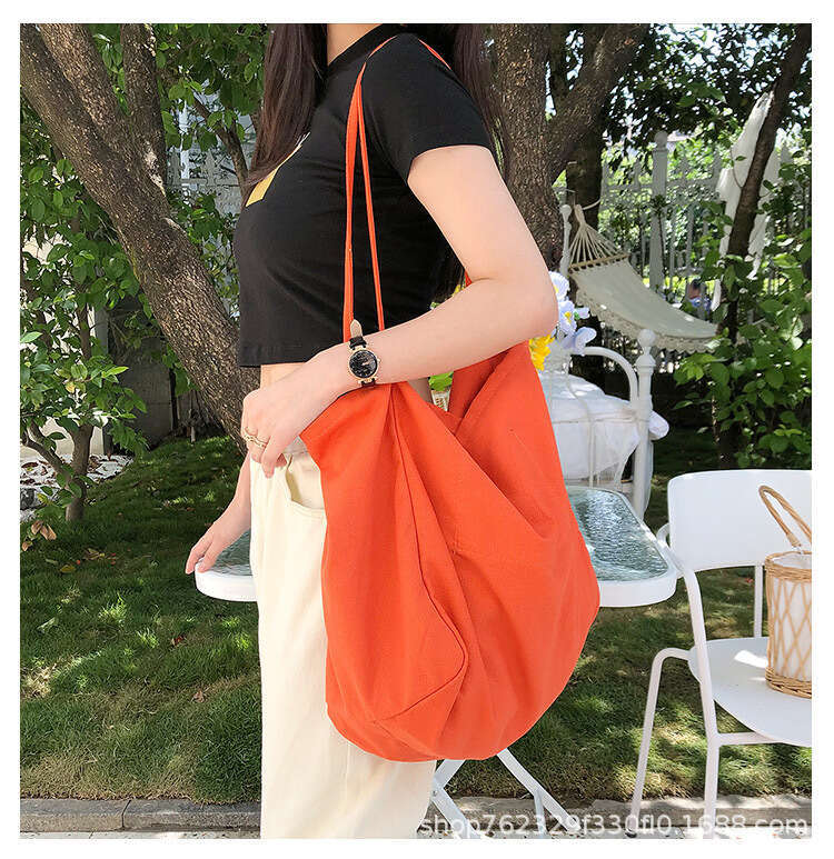 Instagram large capacity canvas commuting shopping cloth Korean solid color tote bag, lazy style