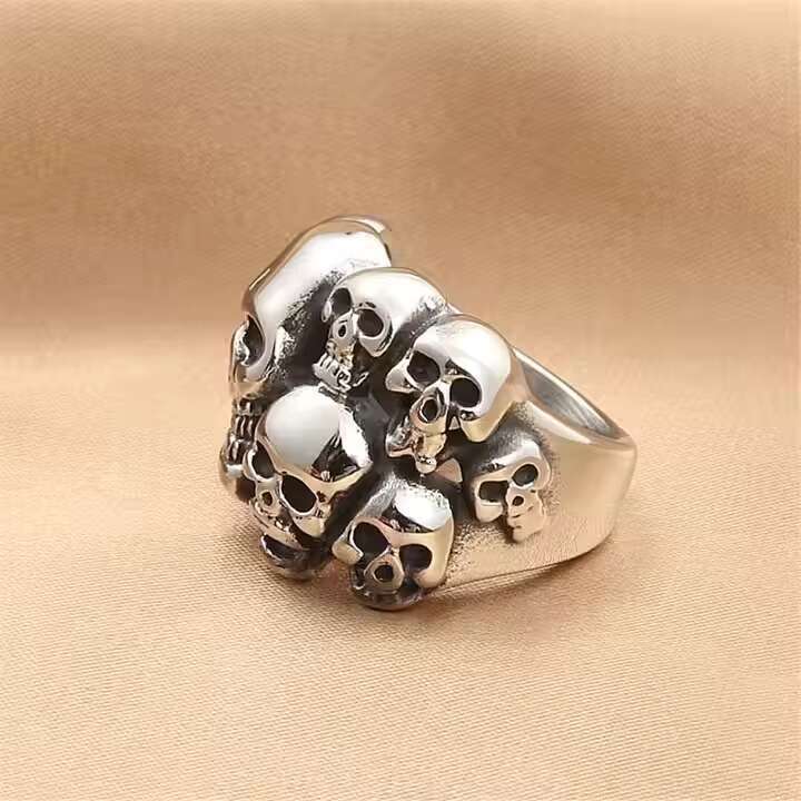 Hip Hop Fashion Stainless Steel Casual Party Mens Accessories Retro Gothic Skull Ring