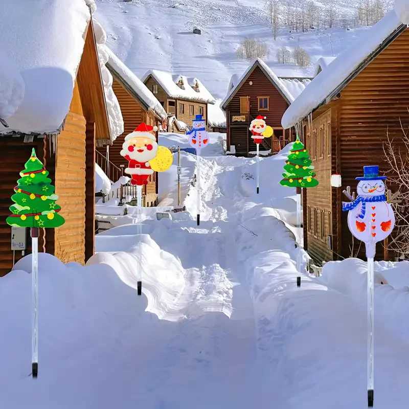 6PCS Solar Powered Christmas Stake Lights Solar Christmas Decor LED Lights Outdoor Waterproof Garden Walkway Holiday 870 M251113