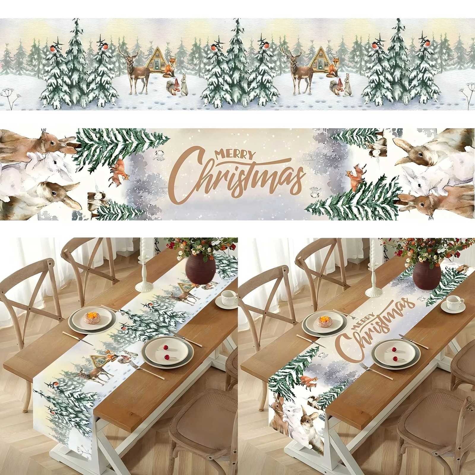 Christmas VIKAMA Christmas Table Runner Christmas Decorations Cartoon Christmas Table Flag Christmas Gifts New Year Decorations Y251113