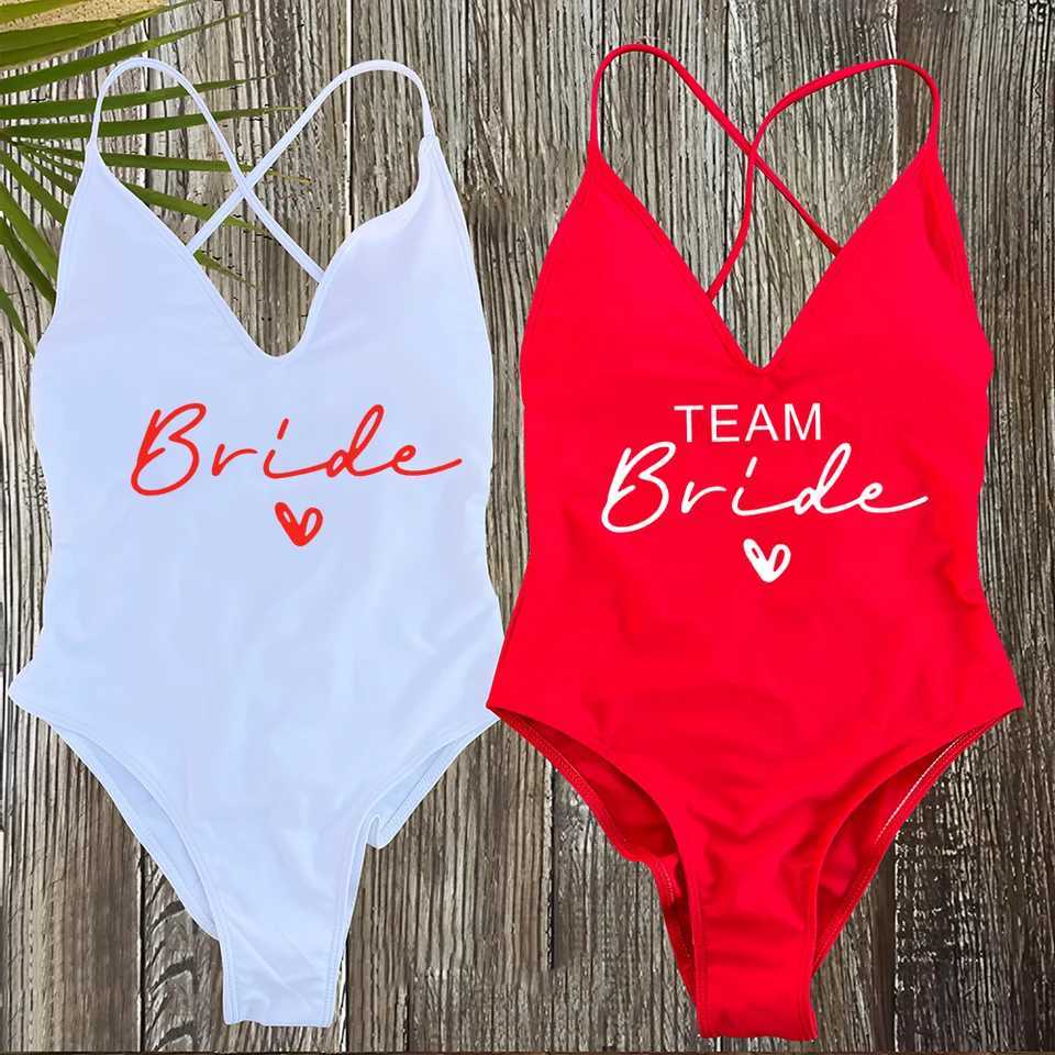 Sexy Padded One Piece Swimsuit Women Team Bride Swimwear Bikini Summer Bathing Suit Plus Size Beachwear Bachelorette Party LadyW251113