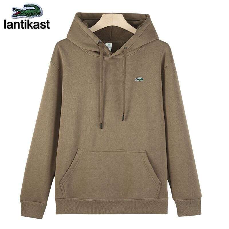 Noble Crocodile American Style Solid Color Sweatshirt Men's Autumn Winter Fleece Thick Designer Handbag Youth Jacket Heavy Loose Hoodie Women