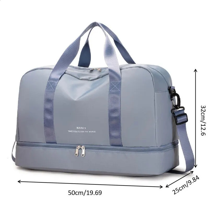 Travel Waterproof Duffel Gym Tote Bag Weekender Carry on Overnight for Women with Trolley Sleeve Wet Pocket250403