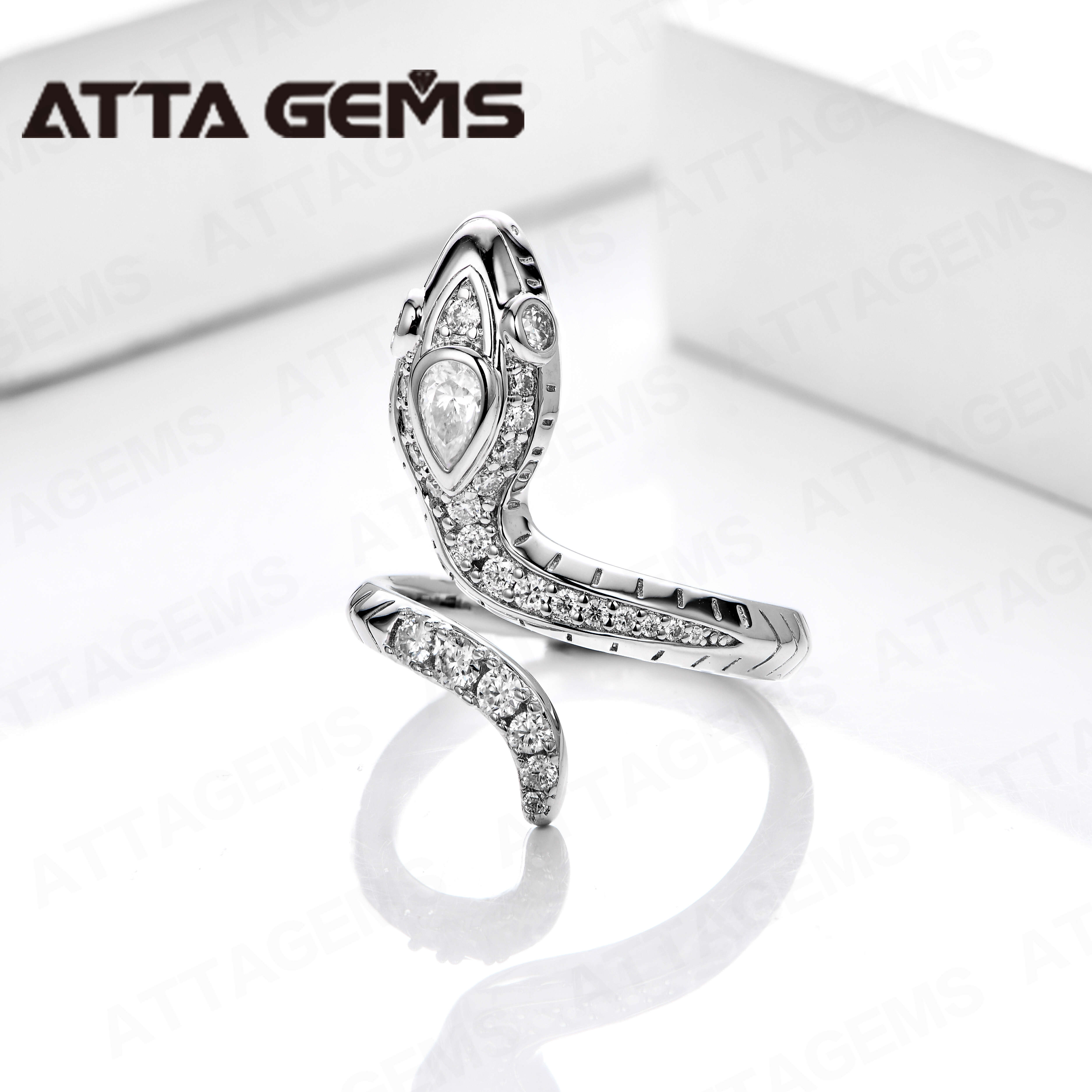 ATTA Top Quality Snake Shape D Color Moissanite Diamond Rings for Men Women S925 Sliver Yellow Gold Plated Fine Jewelry Gift