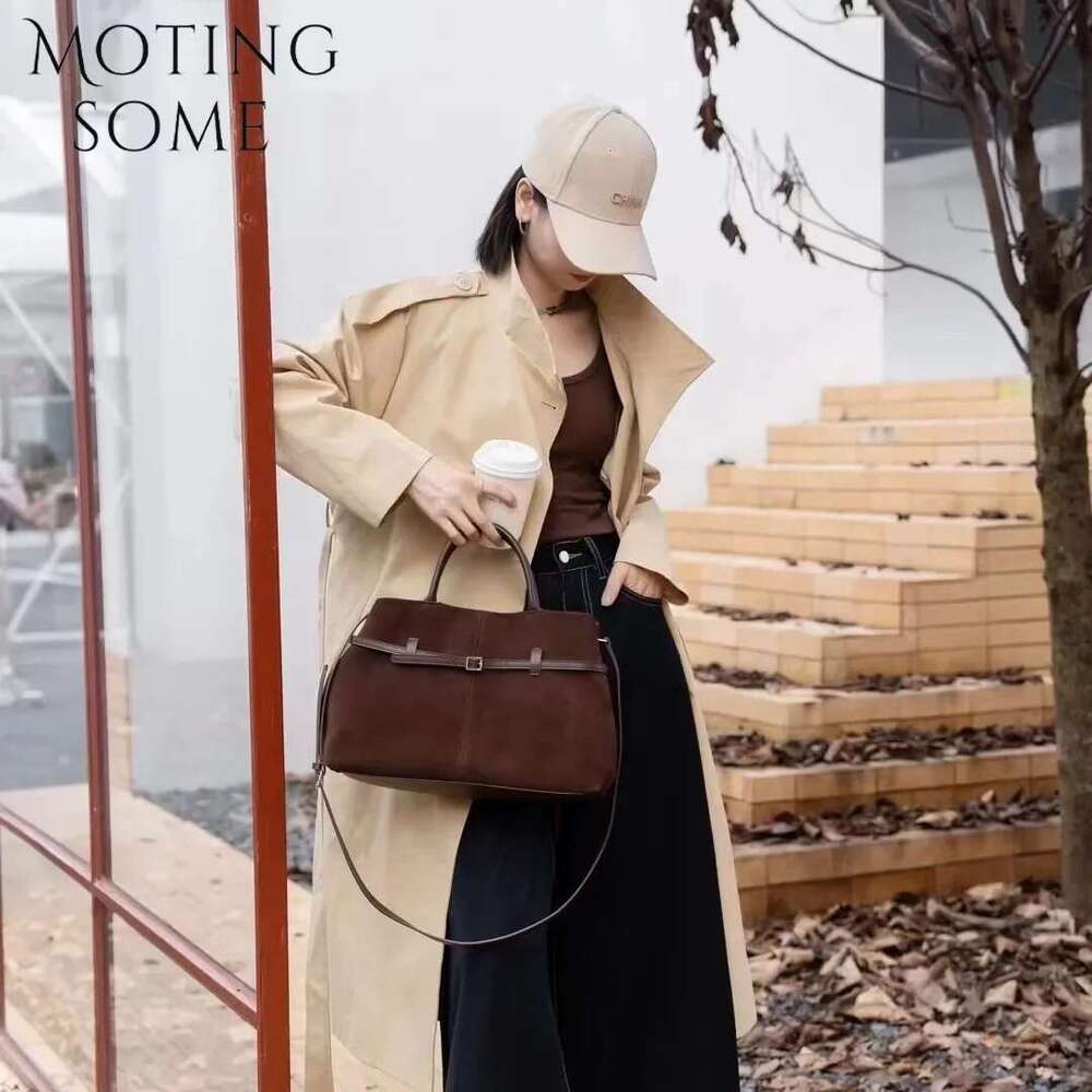 Motingsome Suede Leather For Women Frosted Bag Retro 2024 New Autumn And Winter Casual Shoulder Handbag Commuter Tote