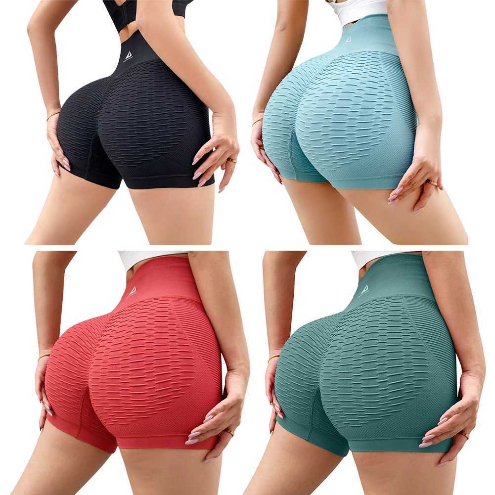 Female hip lifting yoga shorts high waist running shorts abdominal control gym running exercise Y250412