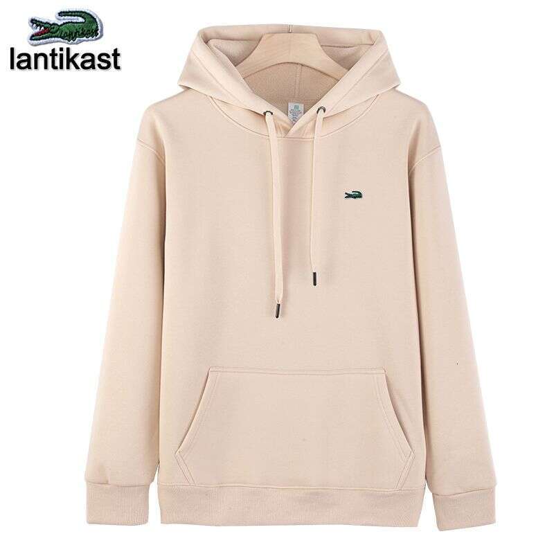 Noble Crocodile American Style Solid Color Sweatshirt Men's Autumn Winter Fleece Thick Designer Handbag Youth Jacket Heavy Loose Hoodie Women