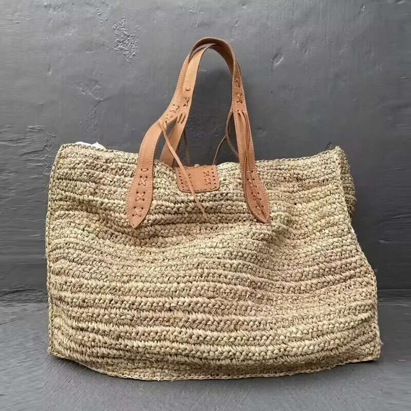Handmade Beach Bag Straw Tote Bags For Women Handbag And Purse 2023 New In Handmade Weave Large Capacity Shoulder Casual Beach Bag Kq1