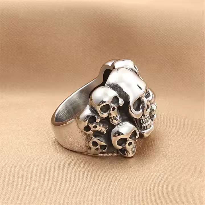 Hip Hop Fashion Stainless Steel Casual Party Mens Accessories Retro Gothic Skull Ring