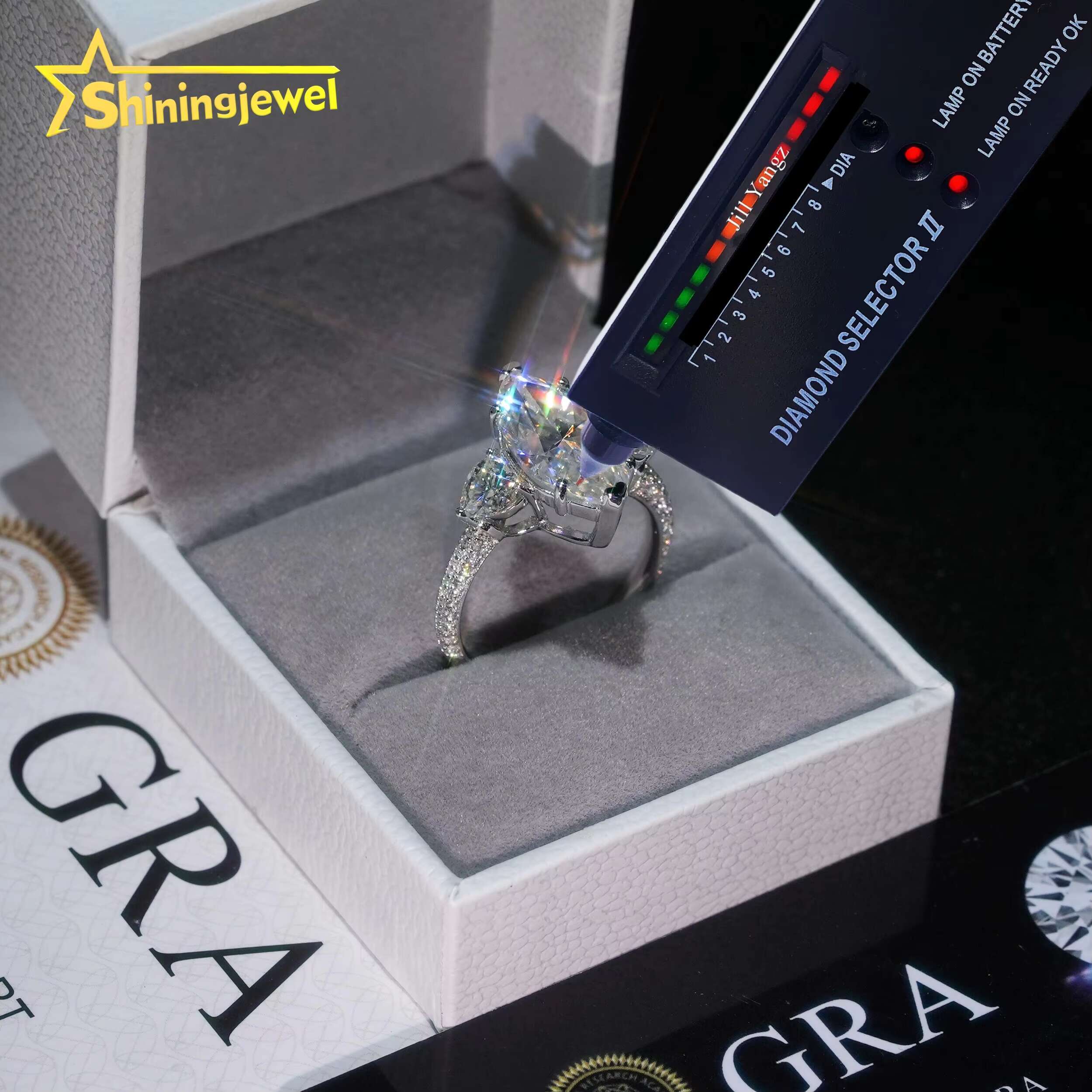 Certification 5cts Huge Main Stone Marquise Cut Moissanite 925 Diamond Rings for Women Pass Diamond Tester Engagement Ring