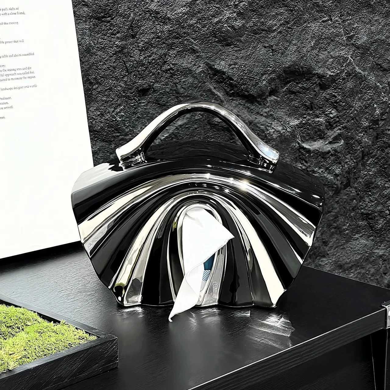 Advanced Handbag Ceramic Tissue Box Creative Design Sense Pumping Paper Box High-end Light Luxury Living Ro Desktop Decoration Y251112