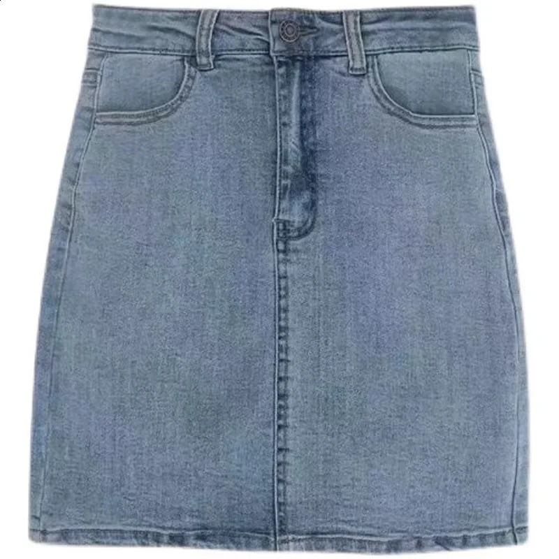 American Style Vintage High-Waisted Elastic Bodycon Skirt For Women Sexy Mini Dress Versatile Slimming Denim Skirt Trendy 250407