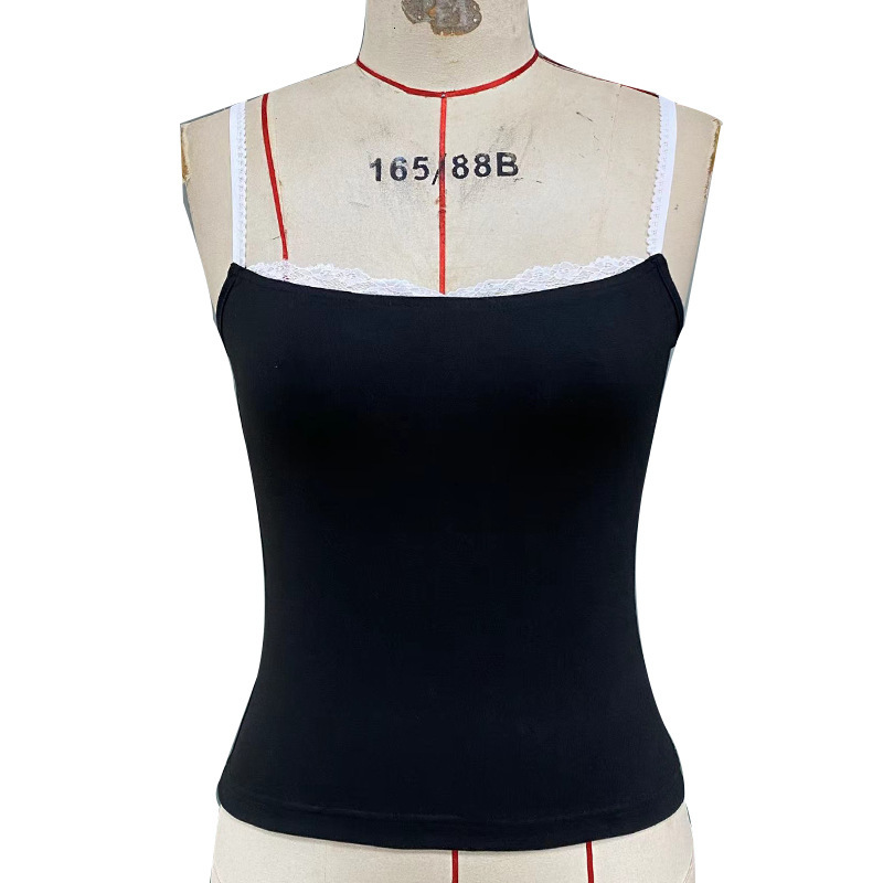 Sexy lace edge camisole top 2025 summer new slim fit tank top for womens wear