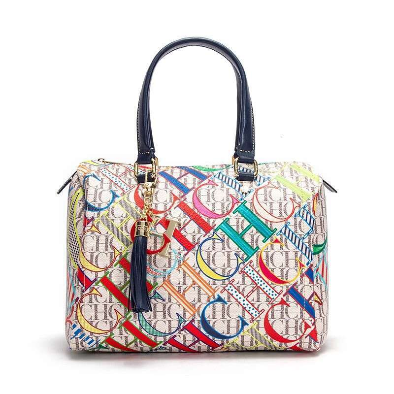 CHHC Advanced Creative Handbag, Women's Underarm Tote Cowhide Printed Color Contrasting Pillow Bag, Crossbody, Fashionable And Versatile