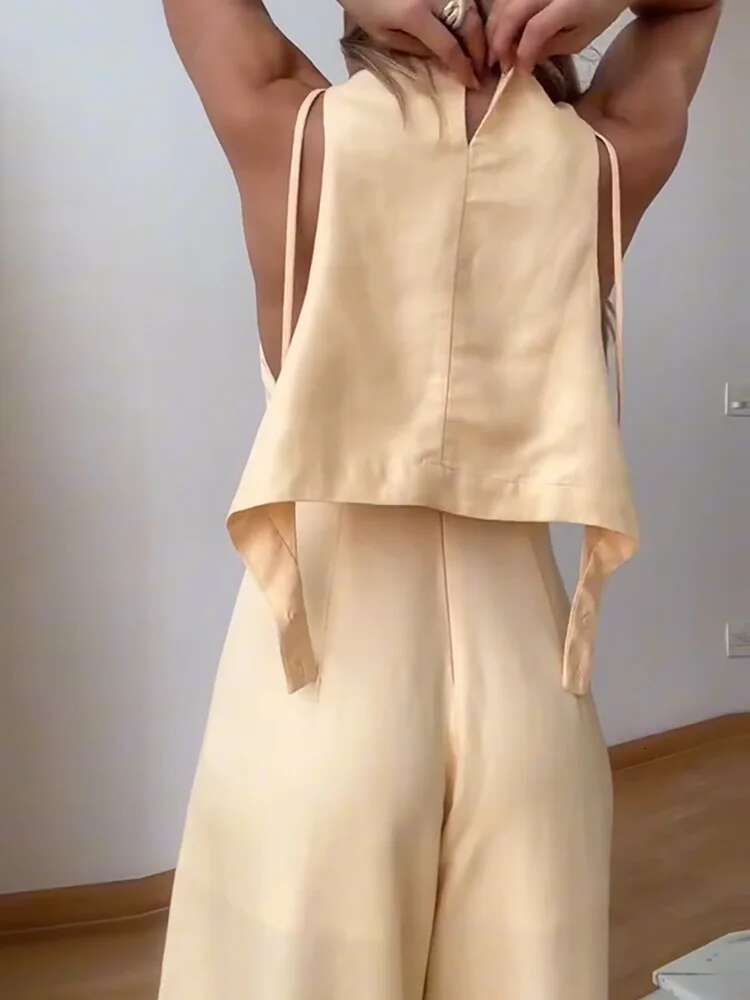 O Neck Hollow Out Fashion Jumpsuits, Women Summer Sleeveless Patchwork Chic Playsuits, 2025 Solid Casual Button Ladies Bodysuits