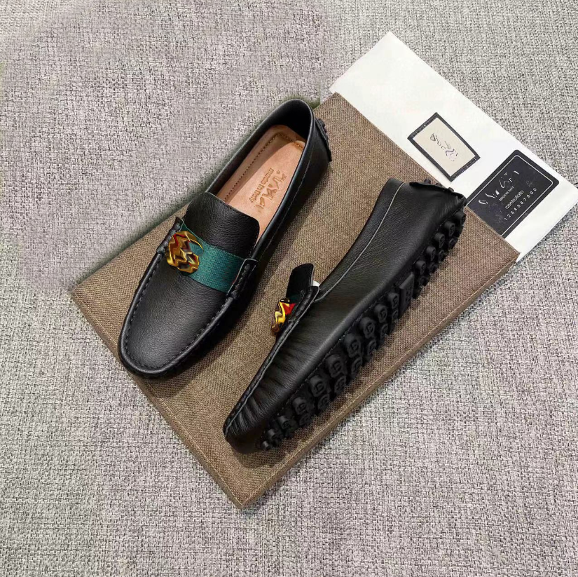 Designer Men's Genuine Leather Fashion Casual Loafers High-End Trend Bean Shoes for Spring And Autumn