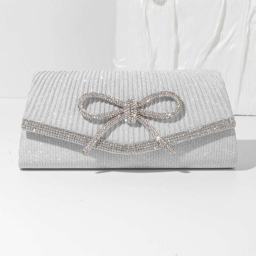 designer bag Fashionable New Dinner with Diamond Bow and Glitter Handheld Bag Chain Strap Crossbody