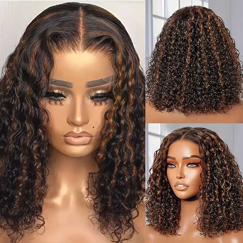Halloween Highlight Front 1B/30 Black And Brown Deep Wave Glueless Cut 13X4 HD Lace Frontal Wig Human Pre Plucked With Baby Hair 180% Density Party Wi