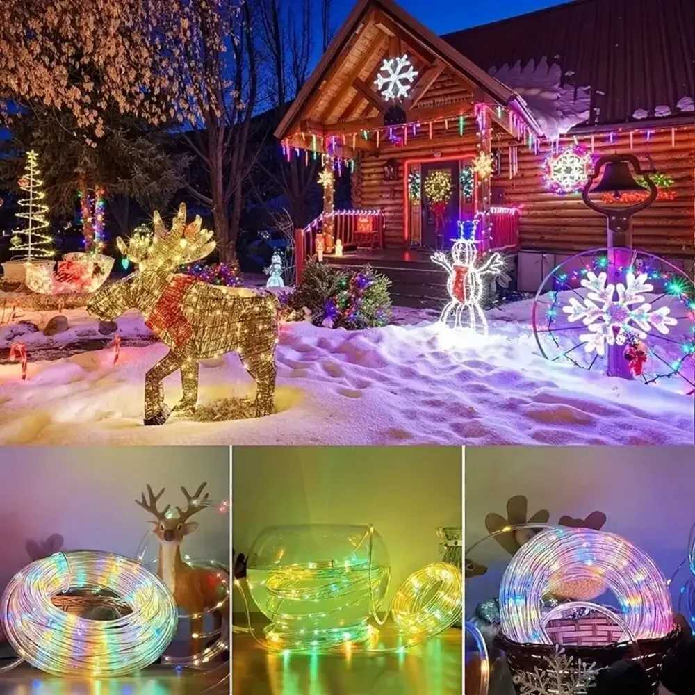 Outdoor Solar Tube Rope Led Light Garden Christmas Decoration 22m/12m Xmas Wedding Garland WaterProof String Light Fairy Strip M251113